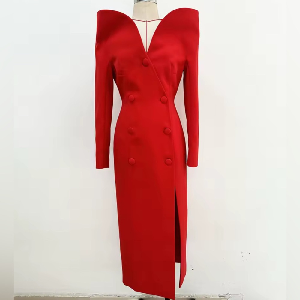 NEW $385 Audrey Couture Red Double-Breasted Coat - Picture 3 of 12
